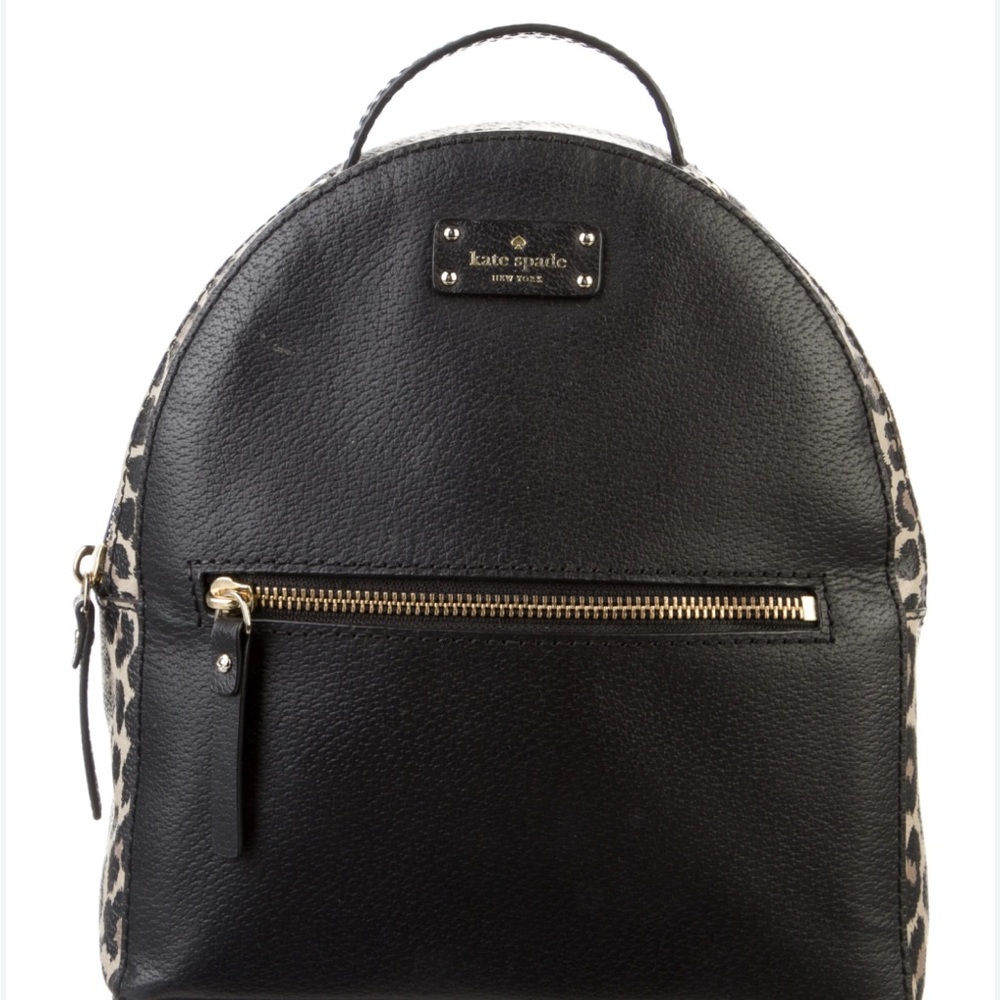 Kate Spade Black and Leopard Print Backpack - Picture 2 of 7